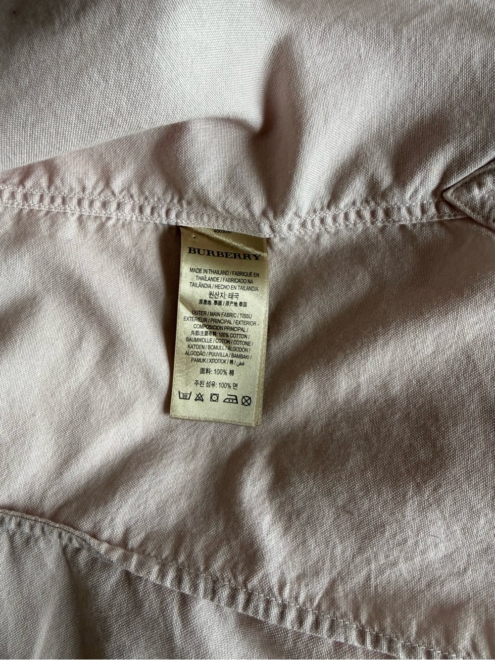Burberry Pale Pink Button-Down Shirt with Check Collar Trim - Picture 5 of 6